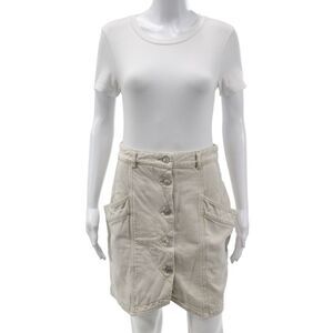 Marant Etoile Women Mini Cotton Button Beige Skirt Size 38